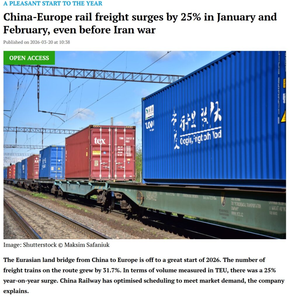 Dane dotyczące China–Europe Railway Express pokazują ciągle rosnące wolumeny